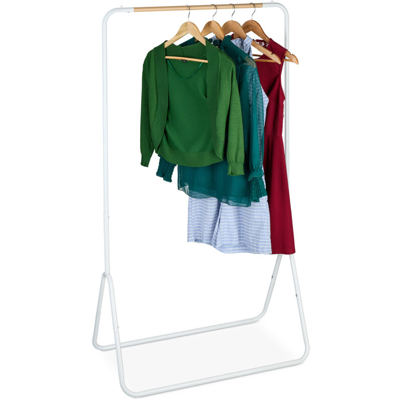 Relaxdas Portemanteau, métallique, pratique pour vos vestes, h x l x p : 144 x 81 x 144 cm, blanc et nature