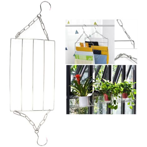 Porte-vêtements multifonction en stainless steel - Support séchage suspendu 40 cm - Suspension murale/verticale (silver)