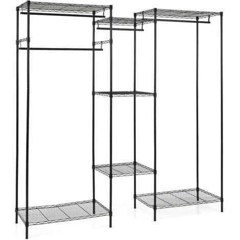 porte-vêtements rack à vêtements organisateur de placard étagères robustes lourde charge autoportant garde-robe manteau métal rangement portable sys