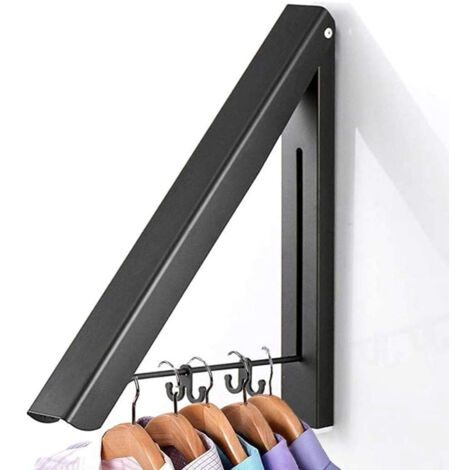 Porte-vêtements rétractable pour la maison - Support de séchage pour cintre pliable fixé au mur pour organisation de stockage de placard de buanderie, aluminium, installation facile