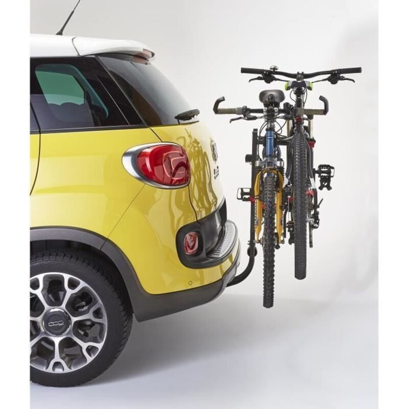 Mottez – Porte-vélo 2 vélos suspendus sur attelage – Système clic clac sans réglage – Câble antivol 150 cm – Charge max 30 kg