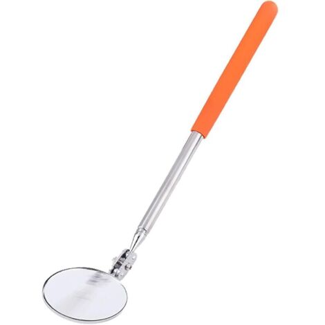 (Portée télescopique 275-440MM) Miroir d'inspection télescopique orange, miroir d'inspection de voiture rond, miroir d'inspection en acier inoxydable 50MM, adapté aux mécaniciens automobiles