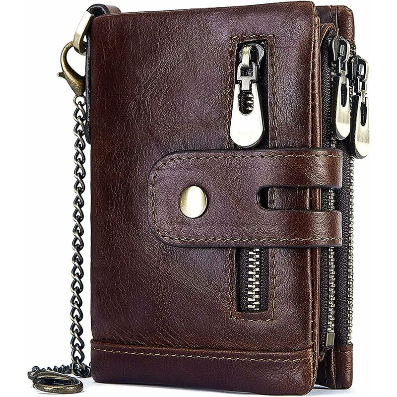 Kueatily - Portefeuille à deux volets porte-monnaie zippé (Marron A)-Fei Yu