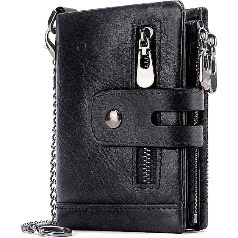 Kueatily - Portefeuille à deux volets porte-monnaie zippé (noir A)-Fei Yu