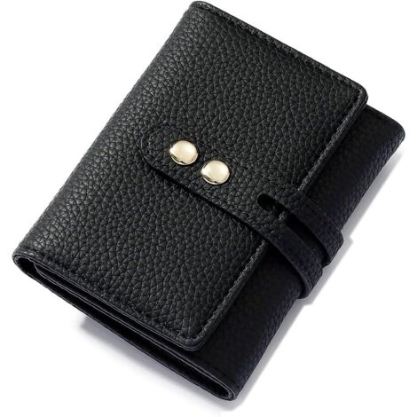 Portefeuille en cuir souple avec fente pour cartes multiples pour femme avec changement de fermeture à glissière (S, noir)