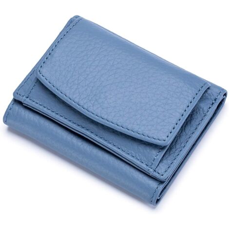 Portefeuille léger en cuir à trois volets pour femmes (bleu)
