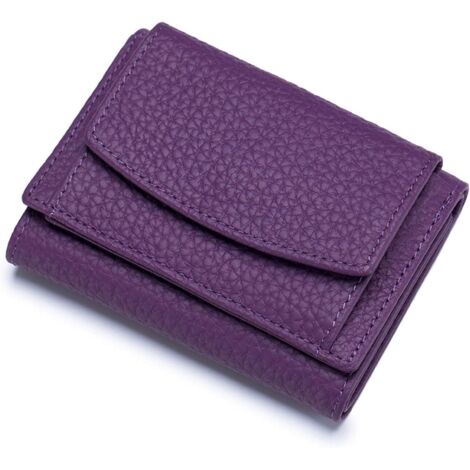Portefeuille léger en cuir pour femmes à trois volets (violet),