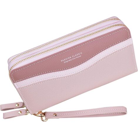 Portefeuille long avec plusieurs emplacements pour cartes (rose),