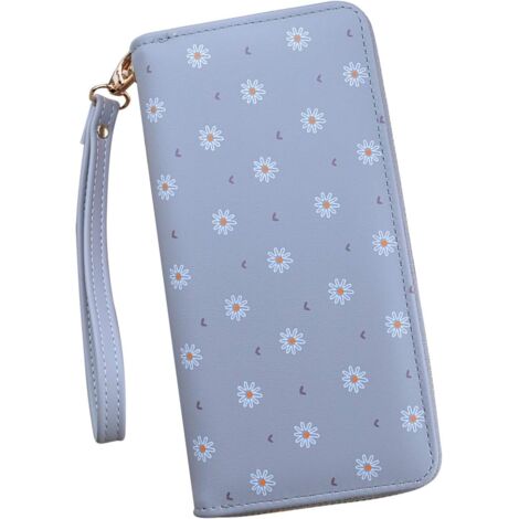 Portefeuille long en cuir PU avec plusieurs fentes pour cartes (gris),