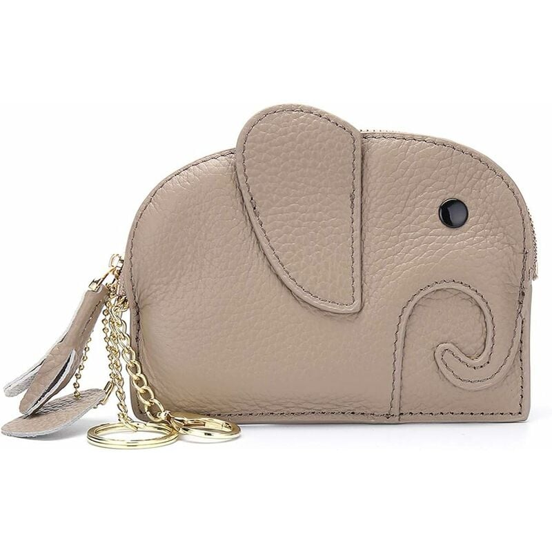 Fei Yu - Portefeuille Mini Zippé en Cuir de Vachette pour Femme (Gris)