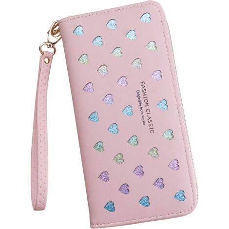Portefeuille Mobile Color Love Hollow (Rose),
