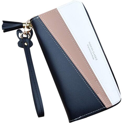 Portefeuille pour femme en cuir PU (noir),