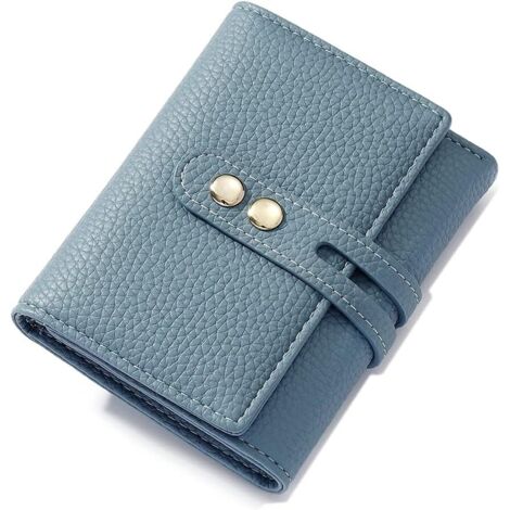 Portefeuille pour femme en cuir souple avec fente multi-cartes zippée (S, bleu)