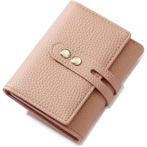 Portefeuille pour femme en cuir souple avec fente multi-cartes zippée (S, rose)