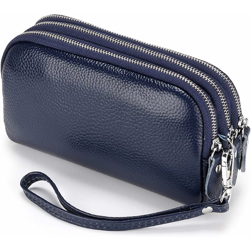 Fei Yu - Portefeuille pour femme en cuir véritable (bleu)