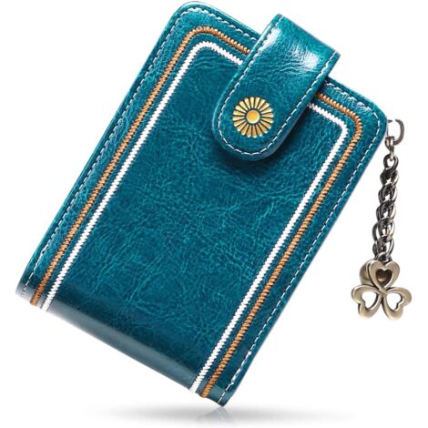 Portefeuille zippé en cuir avec blocage RFID pour femme