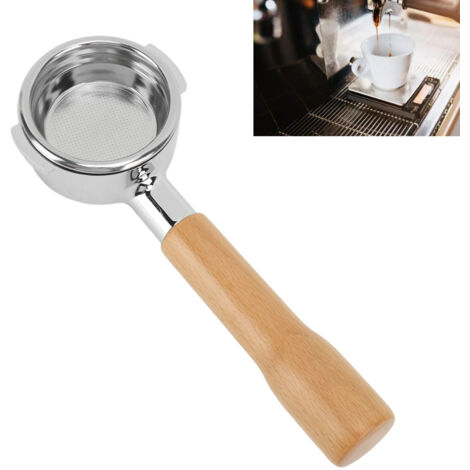 Portefiltre café 58mm Sans Fond en Aluminium Alloy Poignée Bois Beech Compatible Expobar Rocket Faema Wega EM19M2 Gemilai Casadio Ascaso Sanremo La Cimbali Bezzera Royal