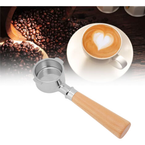 Portefiltre Café en Acier Inoxydable 51mm - Portefiltre Naked avec Manche Bois pour Machine Café ECO310