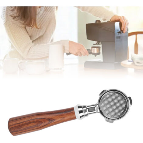 Portefiltre sans fond 51 mm en acier inoxydable, avec manche en bois et panier filtre, compatible Donlim/Petrus/Maxims - Coffee machine replacement accessory