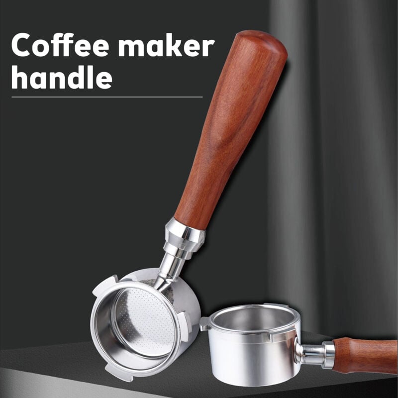 Portefiltre Sans Fond 51mm avec Panier en Acier Inoxydable à 3 Oreilles et Poignée en Bois Massif - Pièce de Rechange Compatible avec les Machines