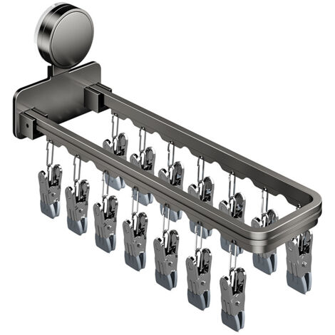 Porte‐linges ventouse pour balcon, pliable, multi‐pinces, mural, pour séchage sous‐vêtements, chaussettes, lingeries
