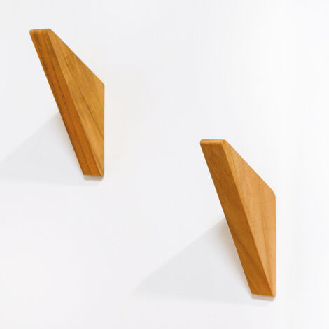 Portemanteau à Visser en Bois Teck Huilé - 20x84x74mm - Porte Manteau Mural