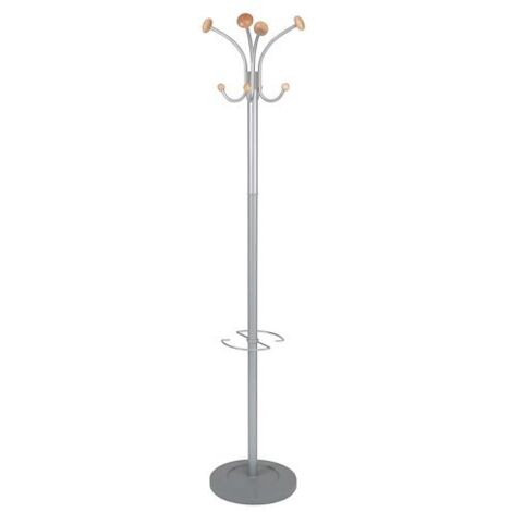 Portemanteau Alba 4 patères et 4 crochets embouts bois