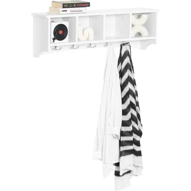 Sobuy - Penderie mural Portemanteau Étagère murale Porte-manteau salle de bain Meuble d'entrée - Blanc ® FRG48-L-W
