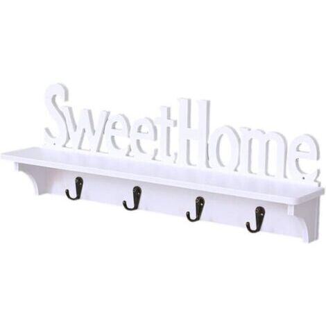 Portemanteau avec &Eacutetag&egravere Murale Porte-Manteau Crochet Support de Rangement Maison Douce Cr&eacuteative Murale &Eacutetag&egravere de Rangement pour Couloir Salle de Bain Salon Cham