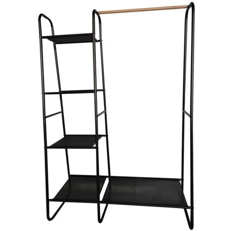 PORTEMANTEAU AVEC ÉTAGÈRES - MÉTAL - NOIR - 100 X 40 X 150 CM PEREL MP-340025