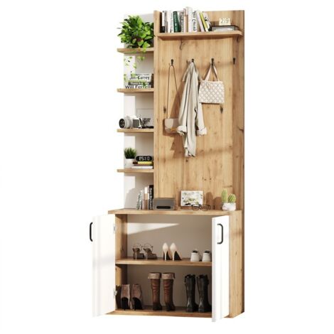 portemanteau compact polyvalent rangement pratico Particle Board Natural Wood 75 x 33 x 180 cm