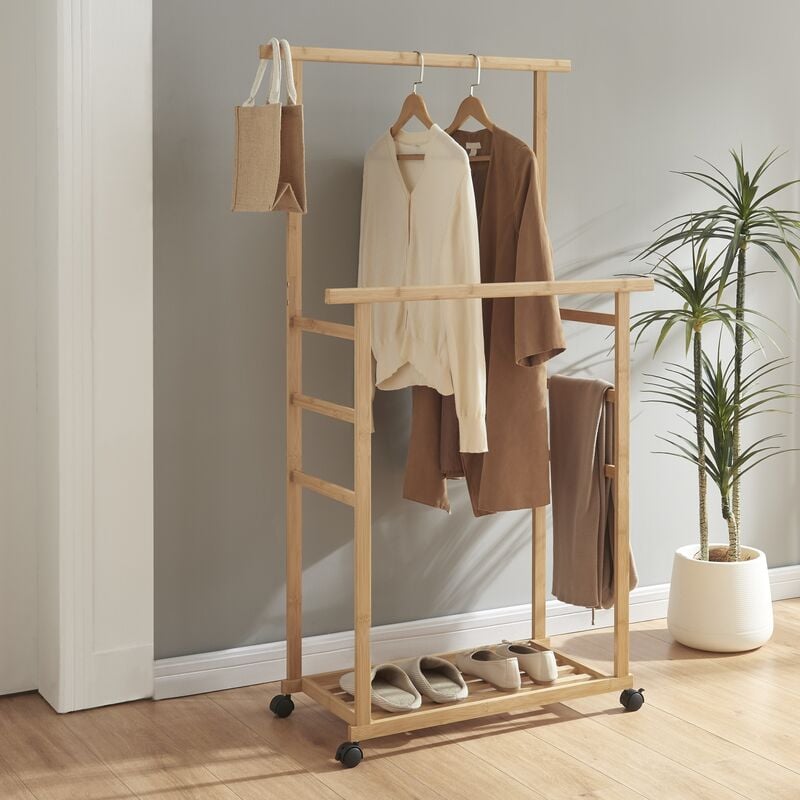 [en.casa] - Portemanteau Ilmajok bambou 147 x 70 x 36 cm naturel