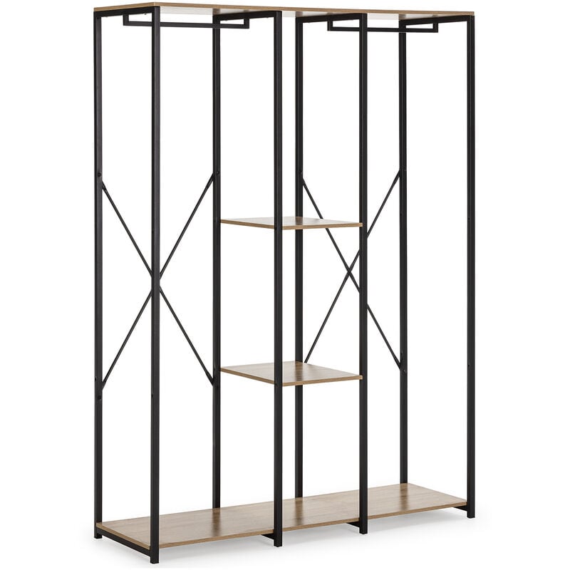 Portemanteau Jana 3 Étagères 2 Barres, Couleur Chêne/Noir
