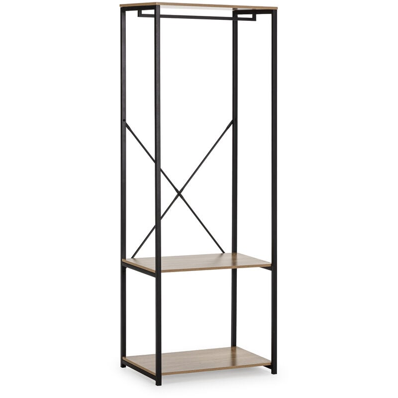Portemanteau Julia 2 Étagères 1 Barre, Couleur Chêne/Noir