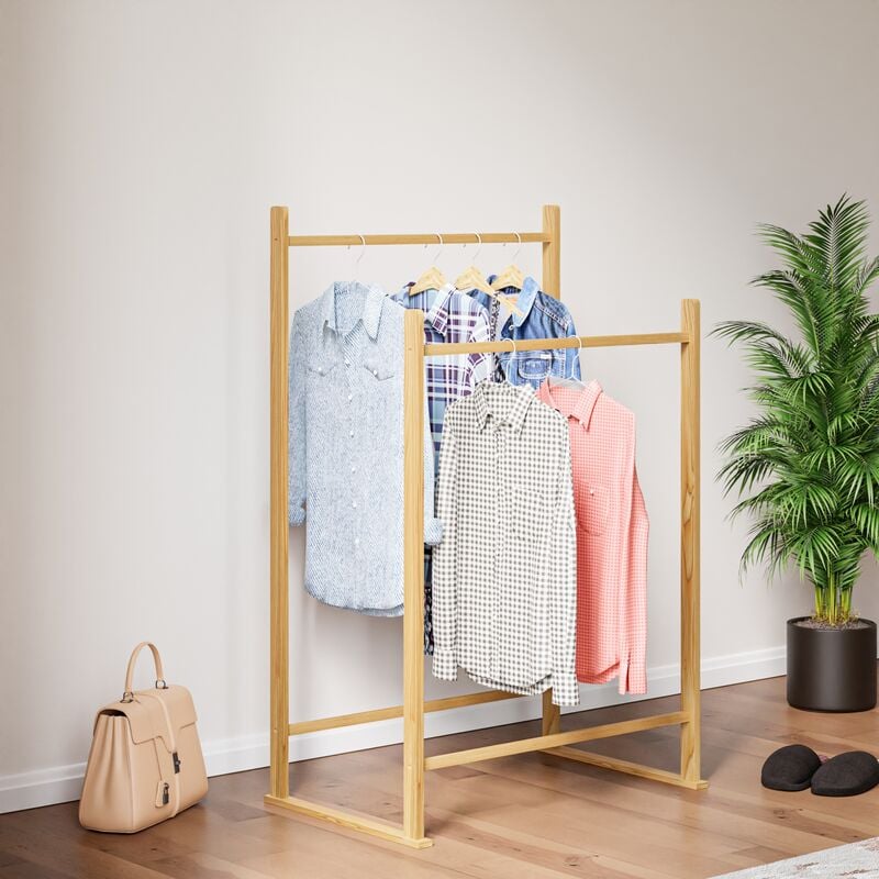 [en.casa] - Portemanteau Mariehamn bois de pin 122 x 80 x 50 cm naturel