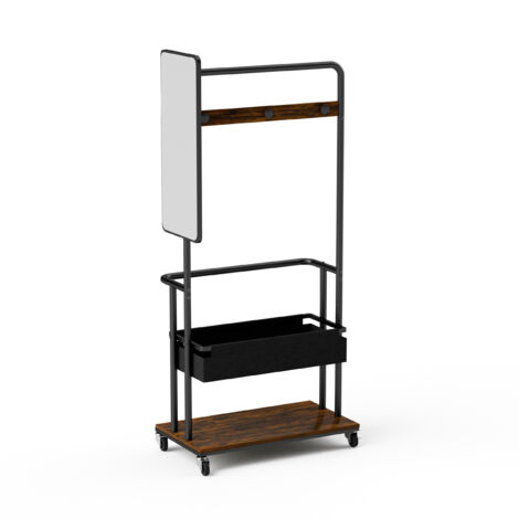 portemanteau multifonctionnel 3-en-1 en Particle Board et Steel noir et marron 70.00 x 40.00 x 170.00