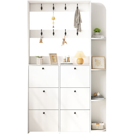 portemanteau multifonctionnel rangement intérieur Particle Board Blanc 120 x 24 x 200 cm
