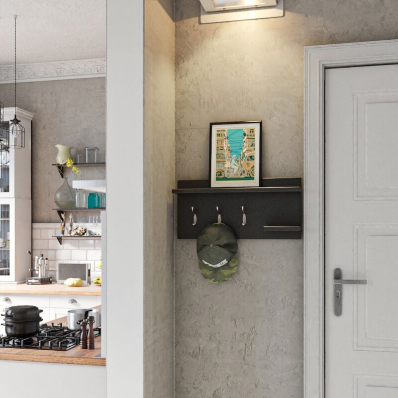 [en.casa] - Portemanteau mural Ånge panneau de particules métal 62 x 12 x 30 cm anthracite