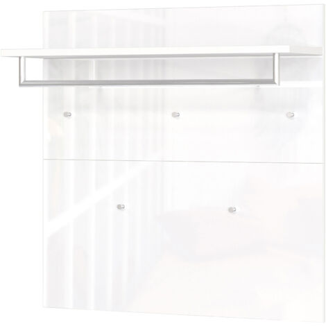 Portemanteau mural avec penderie 97x30x96 cm blanc brillant - GENYX