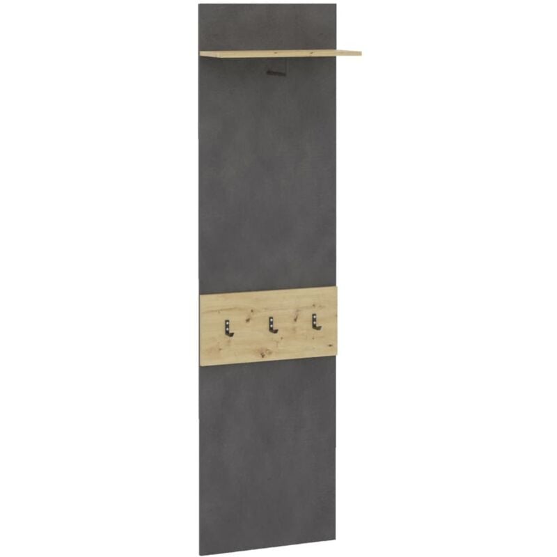 FMD - Portemanteau mural avec étagère 50x23x188cm Matera Chêne artisanal