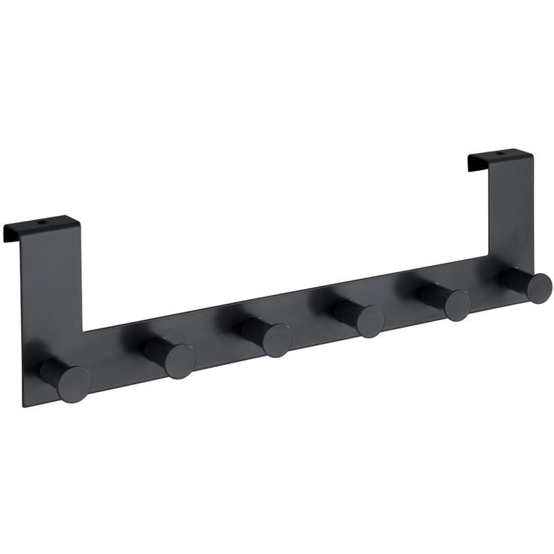 Wenko - Portemanteau mural Celano Barre munie de 6 crochets en métal laqué pour épaisseur de porte jusqu'à 2 cm, patère de porte , Qualité supérieure