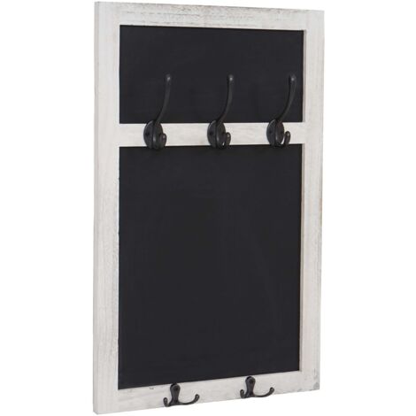 Portemanteau mural HHG-937, tableaux noirs, 55x34cm, blanc, shabby