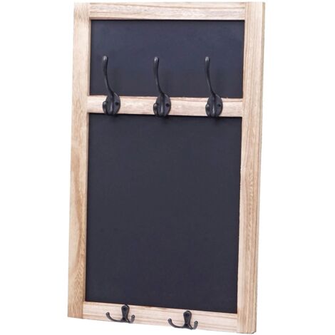 Portemanteau mural HHG-937, tableaux noirs, 55x34cm, brun naturel, shabby