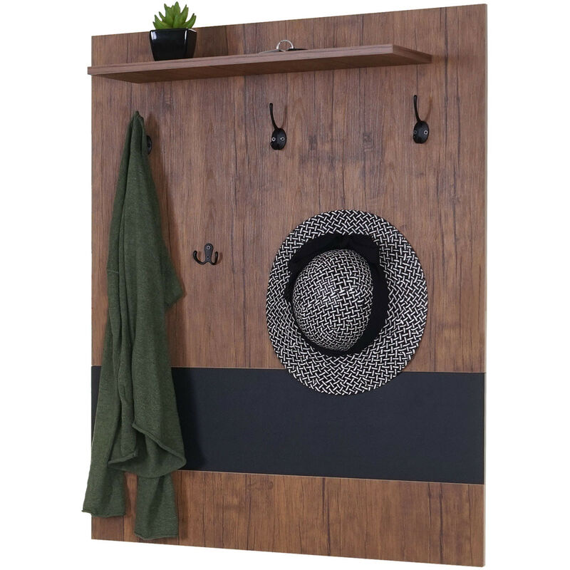 Mendler - Portemanteau mural HWC-A27, 5 crochets, 100x80cm, aspect chêne