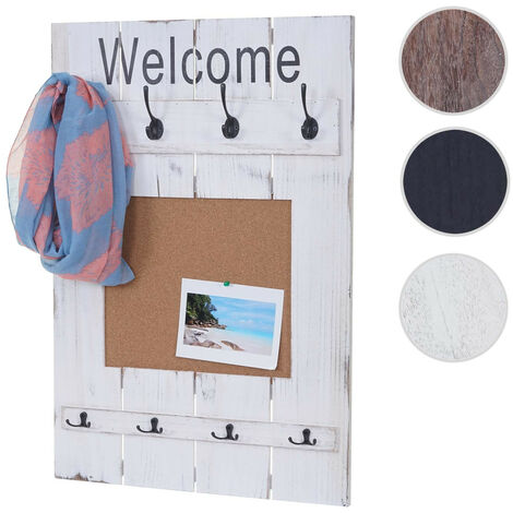 Portemanteau mural HWC-C89 avec tableau d'affichage, 91x60cm - gris foncé shabby