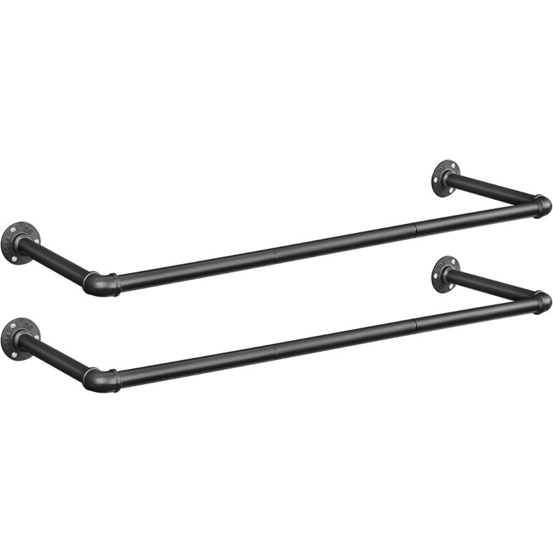 Portemanteau mural, lot de 2, Barres de suspension pour vêtements en tuyaux industriels, gain de place, 92 x 30 x 7,5 cm, capacité de 50 kg,