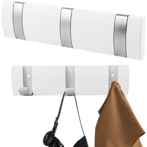 ANKON Portemanteau mural rétractable, 3 crochets Portevêtements moderne pour manteaux, écharpes, sacs à main, design pliable