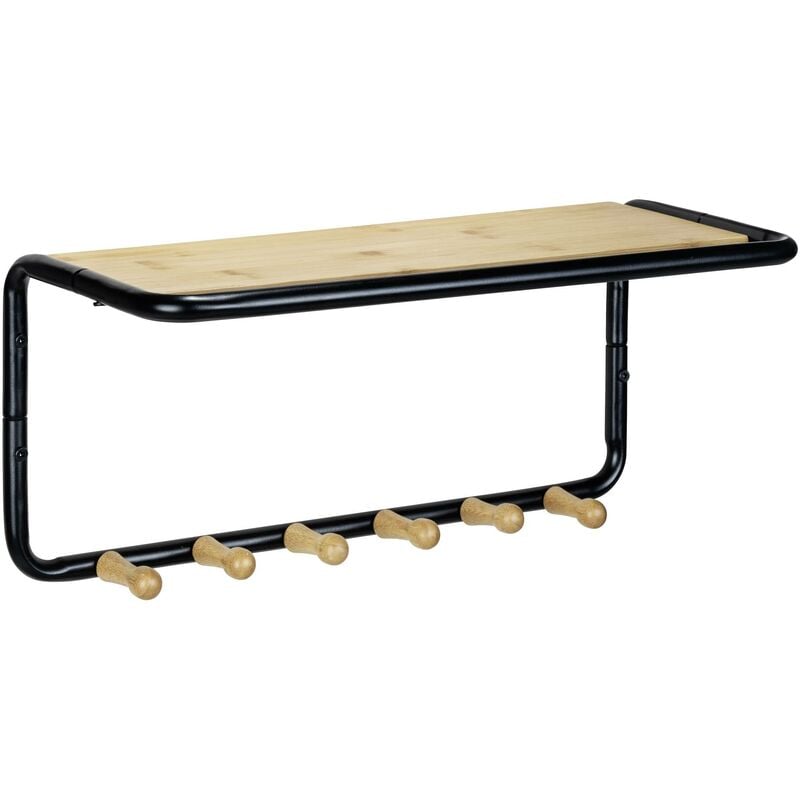 Wenko - tagère murale avec crochets en bambou, 58 x 26 x 26 cm, Loft