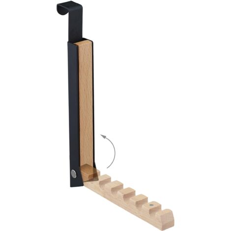 Portemanteau Pliable, Lot de 2, pour Porte de Max. 2 cm d’épaisseur, pour 6 cintres, Noir
