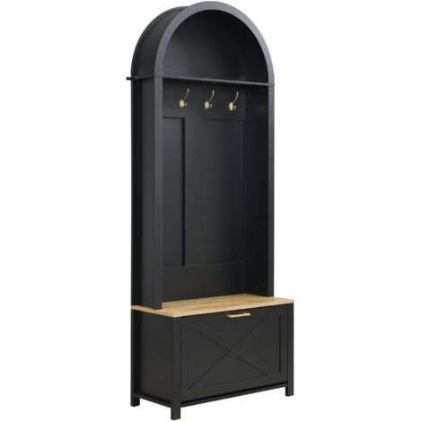 portemanteau polyvalent élégant pratique MDF Noir Bois 75.00 x 35.00 x 195.00 cm